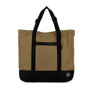 Stone Island Men Khaki Canvas Shopping Bag